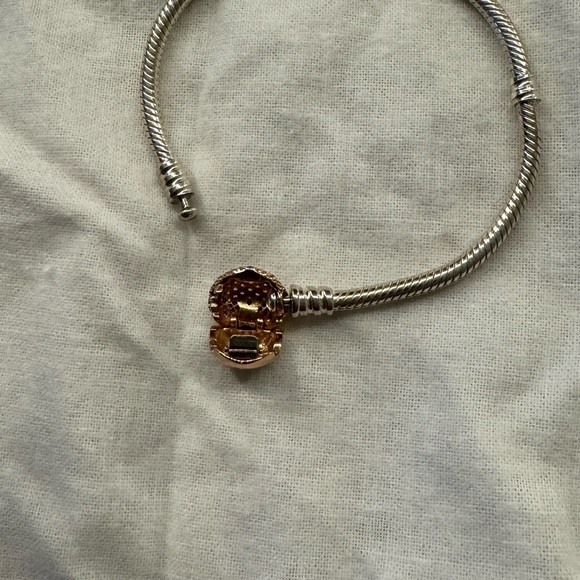 Pandora Pavé Sterling Silver Bracelet w 14k rose gold-plated heart clasp - - Picture 12 of 15